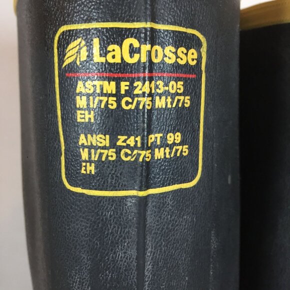 LaCrosse ASTM Safety Toe Tall Black Rubber Boots Vibram Sole Mens 6 /Women 8.5 main image 5